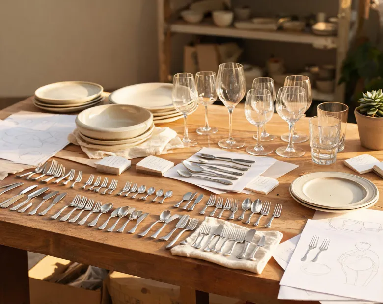 Oneida design studio with tableware samples